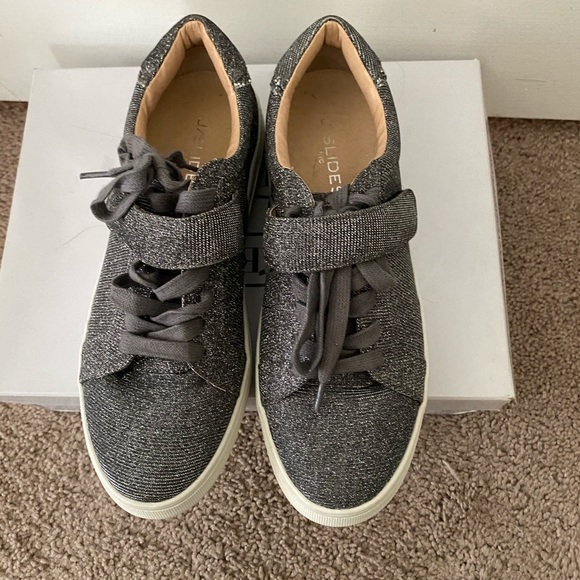 Silver metallic sparkle platform sneakers - Picture 2 of 3